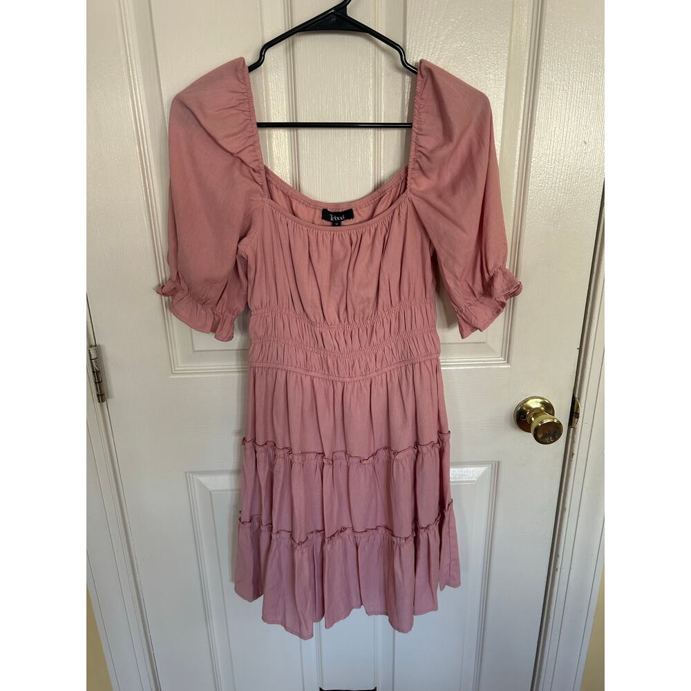 Trixxi Pink‎ Ruffled  Puff Sleeves Dress Size  Medium